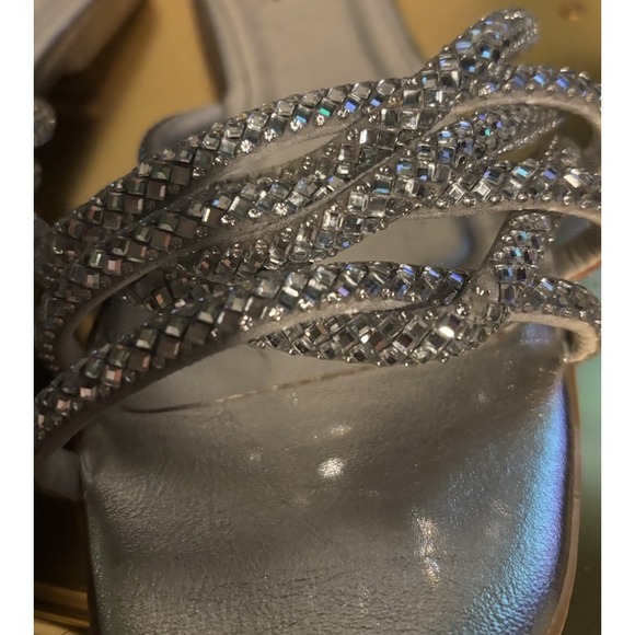 Rhinestone Sandals‎ women size 10 silver slides strappy - Picture 3 of 6